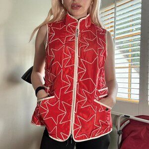 Vintage BYLYSE Red Star Quilted Vest – Size Medium